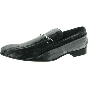Donald J. Pliner Mens Gray Embellished Velvet Loafers New